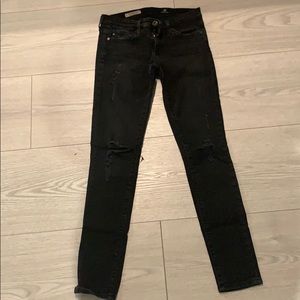 AG legging ankle distressed black jeans